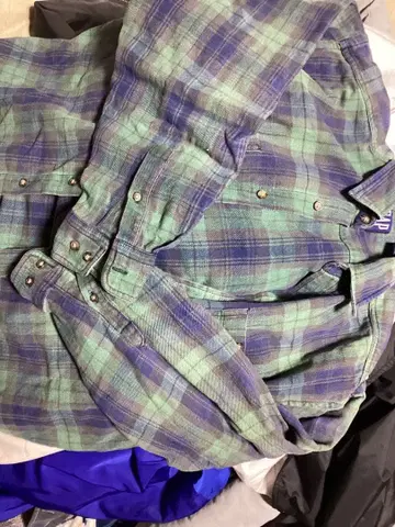 GAP 그린과 파랑 체크 플란넬 셔츠 긴팔