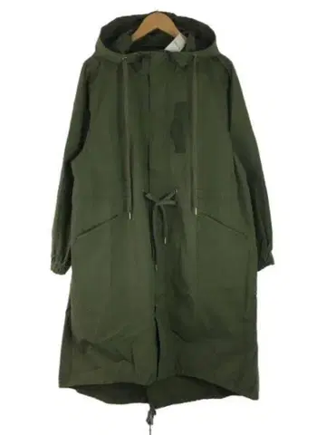 SLY 올리브 그린 후드 부착 롱 모즈 코트