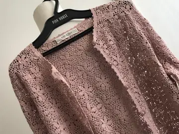 카네코 이사오 꽃 무늬 뜨개질 가디건 핑크 계열