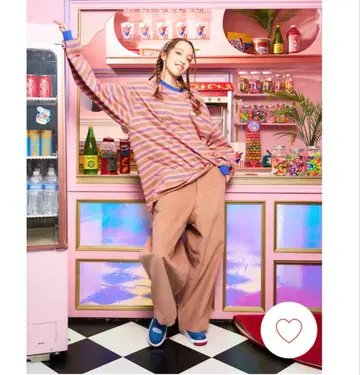 [ BEFTEY ] Candy 원 포인트 보더 티셔츠 ( 핑크 )