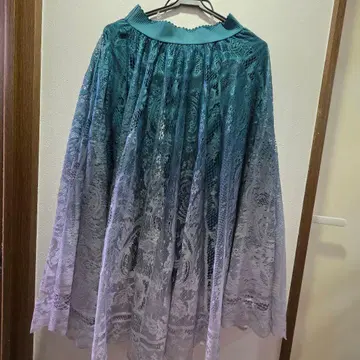 그린과 화이트의 그라데이션 레이스 스커트 엑시즈팜 프리