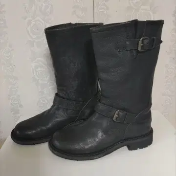 SAYA 사야 블랙 크림슨 엔지니어 워크 부츠 버클 포함 23.5cm