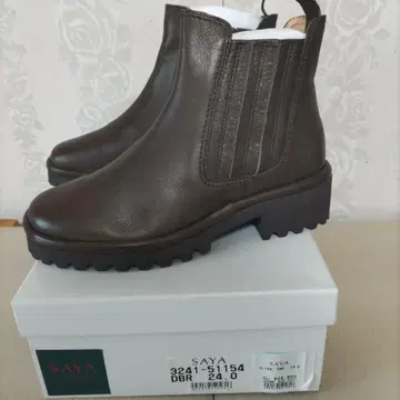 SAYA 다크 브라운 사이드 고어 부츠 24.0