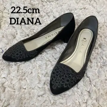 다이애나 DIANA 블랙 플랫슈즈 발레 슈즈 자수 22.5cm