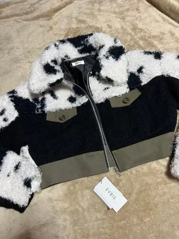 EVRIS 블로킹 보아 숏 블루종 믹스 숏 기장 자켓