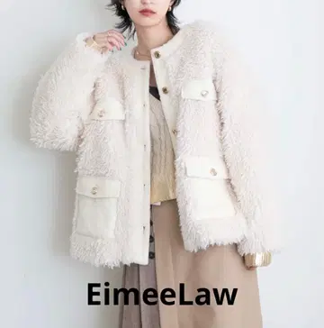 택 포함 새상품 에이미 로우 아웃 포켓 퍼 자켓 23AW 인기 완판템