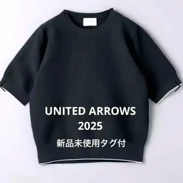 미사용 새상품 택 포함 유나이티드 애로우즈 라메 라인 숏 슬리브 니트