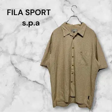 휠라 스포츠 반팔 셔츠 체크 무늬 가슴 포켓 레귤러 기장 XL