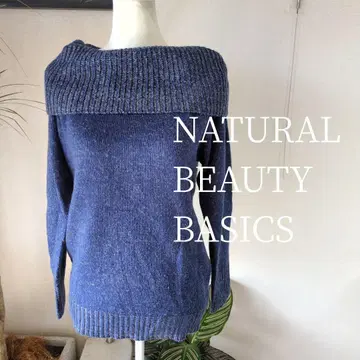 내추럴 뷰티 베이직 2way 오프숄더 스웨터 블루