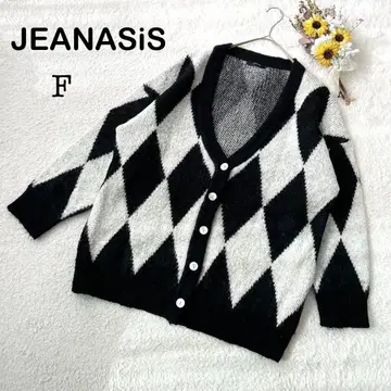 [ JEANASiS 지나시스 ] 아가일 니트 가디건 블랙 화이트