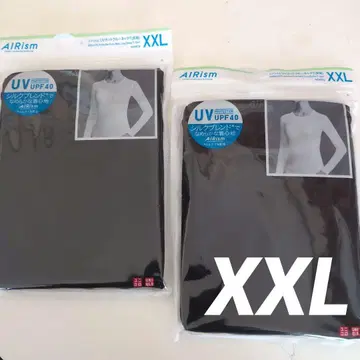 유니클로 AIRism UV컷 크루넥 긴팔 T XXL 블랙 2장 실크