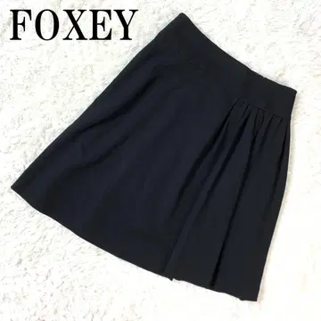 폭시 사이드 개더 디자인 플레어 스커트 블랙 40 B6619