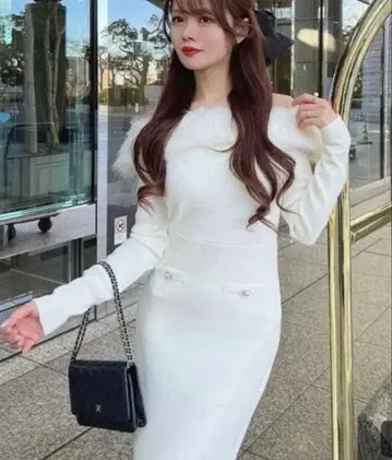 GRL 오프숄더 퍼 니트 원피스 dr740