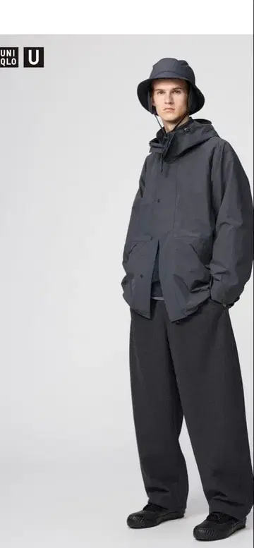 UNIQLO U 브러쉬드 맨투맨 와이드 팬츠 다크 그레이/L