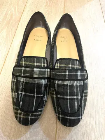 오데트 e 오딜 로퍼 체크 그린