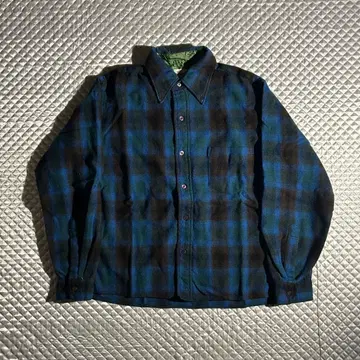 60s~ 빈티지 울 버튼 다운 셔츠 좋은 배색 파랑 USA