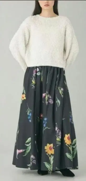 [ 택 포함 ] EMMEL REFINES 플라워 프린트 볼륨 맥시 스커트