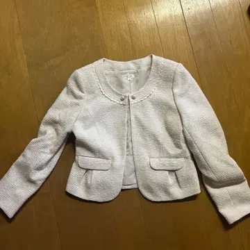 화이트 노카라 숏 자켓 포멀