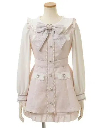 LIZLISA 리즈리사 리본 트위드 셋업 핑크