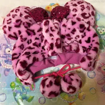 디즈니 미니 팬캡 레오파드 무늬 핑크