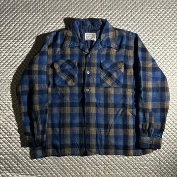 60s VINTAGE cascade 보드셔츠 오픈 카라 파랑