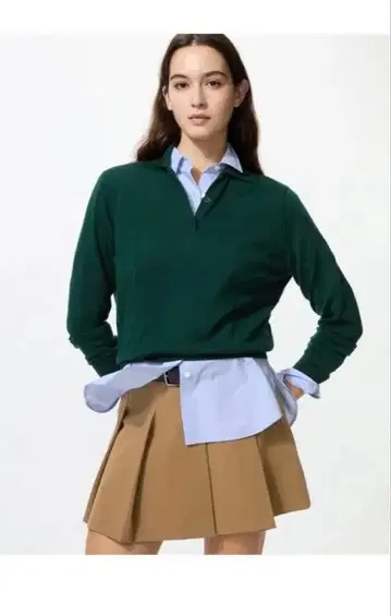 [이번 시즌 새상품] 유니클로 메리노 폴로 스웨터 M 그린