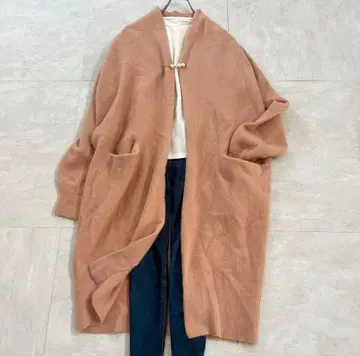 새상품급 라운지 드레스 라쿤 롱 가디건 펄 핑 핑크