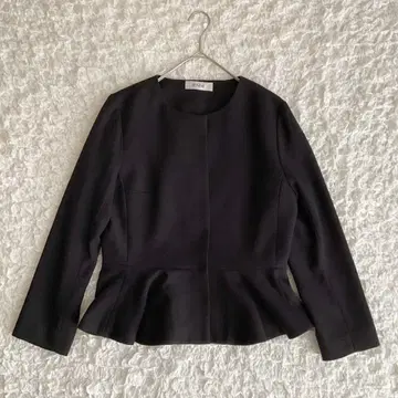 JENNE 제누 노카라 페플럼 자켓 코트 L 블랙