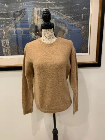 울 100% 심플 스웨터 베이지