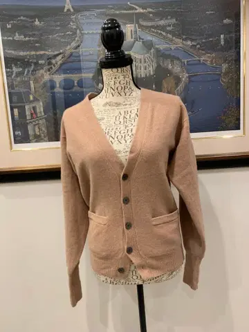 울 100% 가디건 베이지