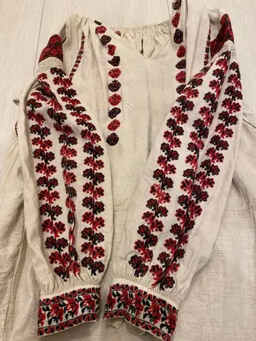 레어 커피콩 패턴 빈티지 우크라이나 자수 원피스