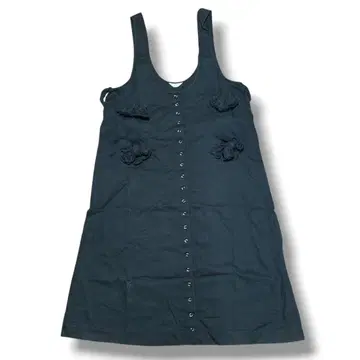 PINK HOUSE 블랙 슬리브리스 캔버스 원피스 리본 디자인