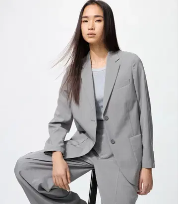 새상품급 UNIQLO 감동 자켓 S 그레이 릴랙스 핏 여성용