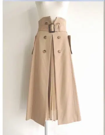 정가 2만 5천 엔 FRAY I.D 플리츠 콤비 플레어 스커트 베이지