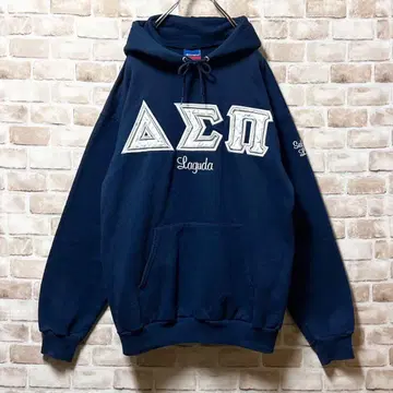 Champion 후드티 빅 로고 눈 모양 네이비 L 해외 모델