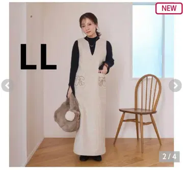 시마무라 yumi 자수 오버롤 스커트 아이보리 LL 새상품