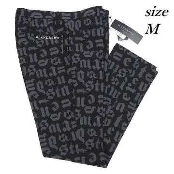새상품 세인트 앤드류스 잉글리시 올 패턴 스트레치 팬츠 블랙 M