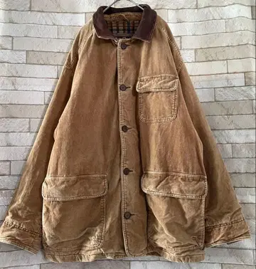 말보로 커버올 자켓 이탈리아제 안감 체크 옷깃 가죽 브라운 L