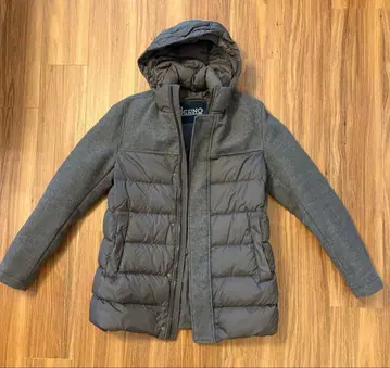 Herno 그레이 절개 다운 자켓 후드 부착 46