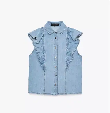 ZARA 데님 프릴 셔츠