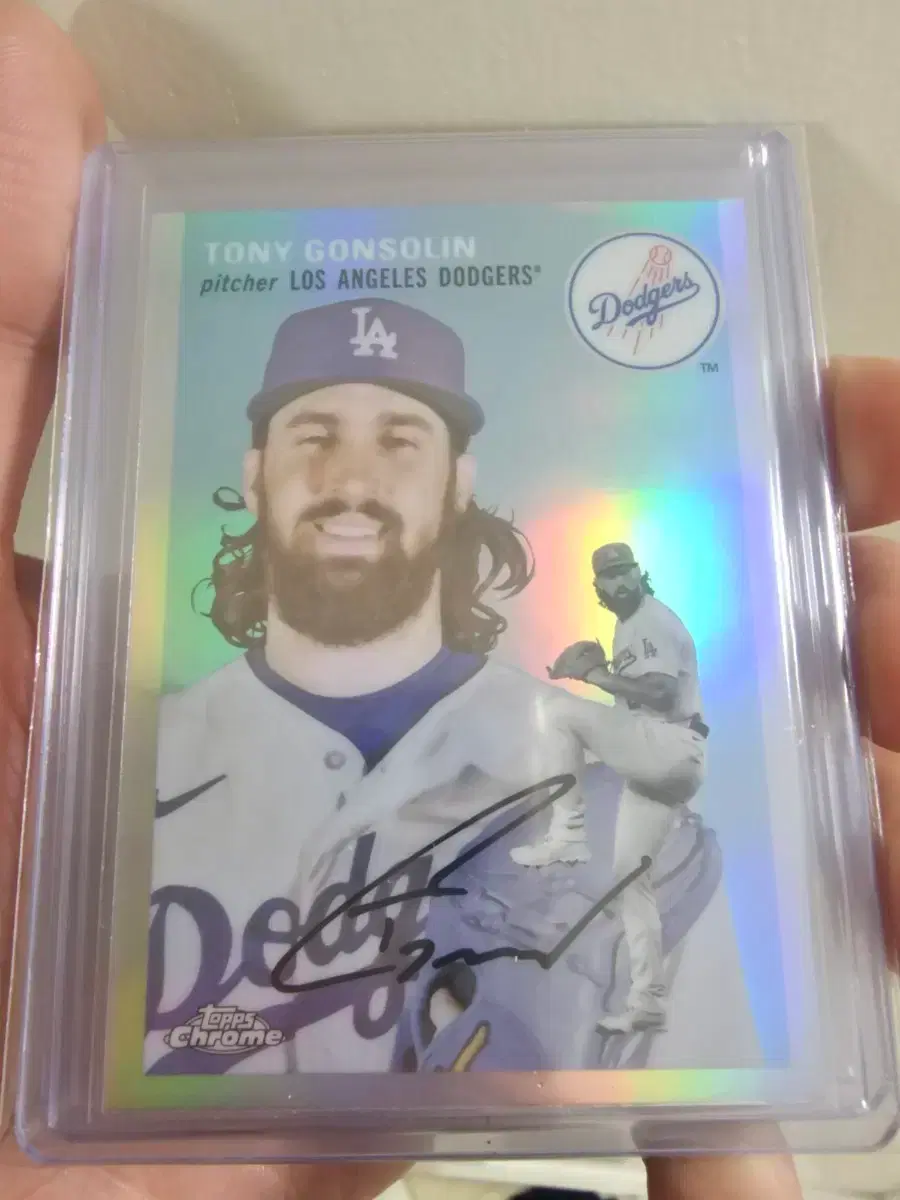 LA 다저스 토니 곤솔린 Topps Chrome 리플렉터 인쇄 사인 카드