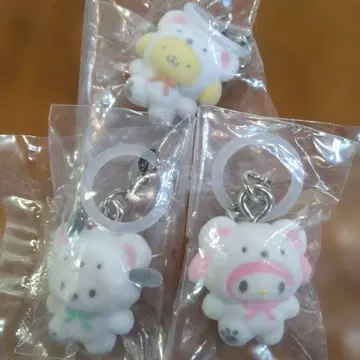 산리오 메지루시 액세서리 복슬복슬 스노우 플로키 가챠 3종 세트