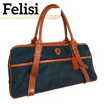 Felisi 페리지 이탈리아제 네이비 나일론 가죽 토트백