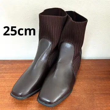 숏부츠 부츠 니트 힐 여성용 25cm 브라운