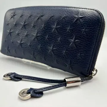 새상품급 지미추 스타 엠보싱 라운드 지퍼 장지갑 네이비