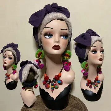 얼굴 주변 플랫 퍼 무지 리본 어레인지 헤어 터번