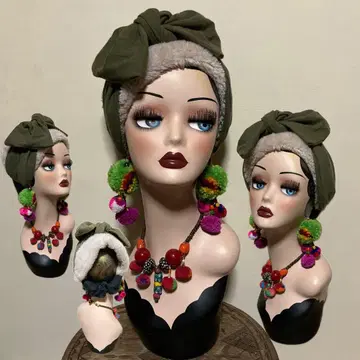 얼굴 주변 플랫 무지 리본 어레인지 헤어 터번