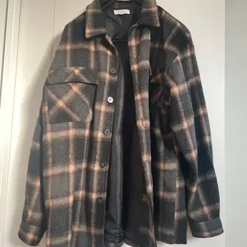 (새상품급) 체크 무늬 울 CPO 셔츠 자켓 블루종