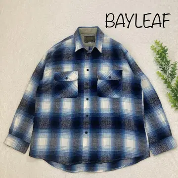 BAYLEAF 옴브레 체크 박스 실루엣 플란넬 셔츠 블루 L