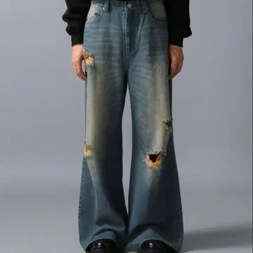 ajouter flow 빈티지 라이크 배기 데님 팬츠 그런지 Y2K
